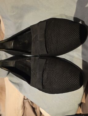 Vintage R Martegani Black Suede Slip-On Loafers With Bow-tie Accent